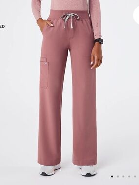 FIGS Mauve Pink High Waisted Isabel Wide Leg Scrub Pants